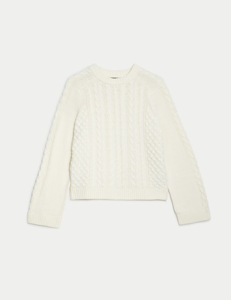 Cotton Rich Cable Knit Crew Neck Jumper | Marks & Spencer (UK)