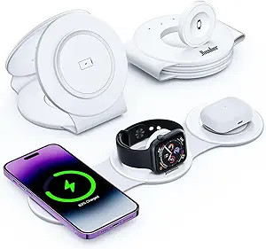 Hicober 3 in 1 Charging Station for Apple, Travel Wireless Charger for Magsafe Charger Foldable S... | Amazon (US)