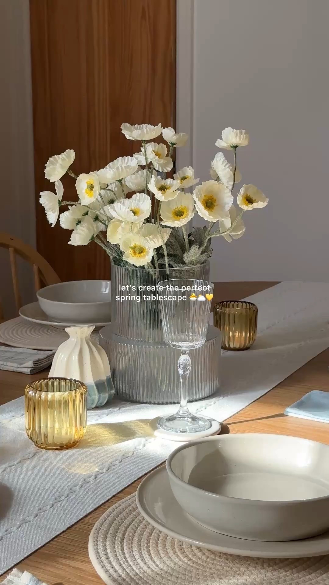 Home, Tablescape, Dinner, Dining Table, Table Runner, Place Mats, Coasters, Napkins, Wine Glasses, Cups, Mugs, Plates, Bowls, Dinnerware, Vase, Flowers, Faux Flowers, Poppies, Tea Light Holders, Ceramic, Dish, Decorative Dish. 

#LTKhome #LTKeurope #LTKspring