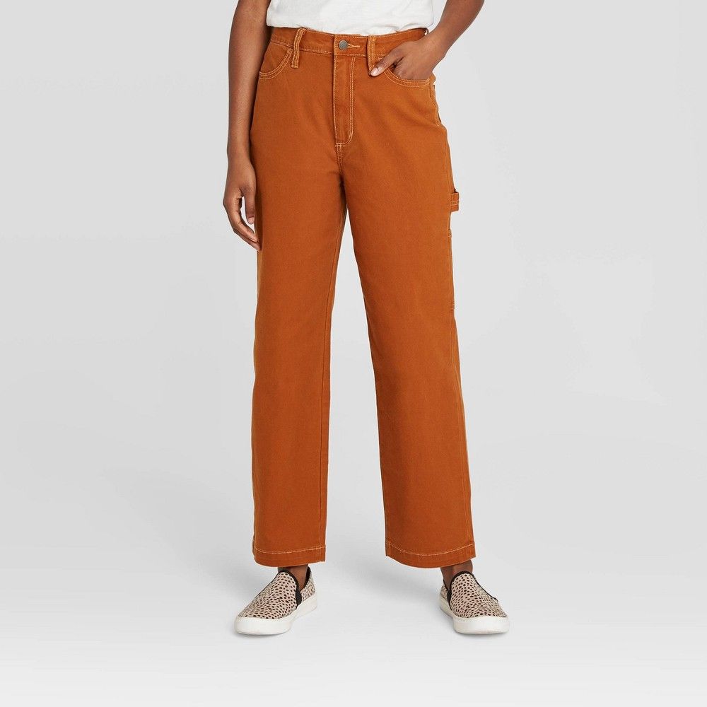Women's High-Rise Vintage Straight Cropped Jeans - Universal Thread Rust 14 Short, Red | Target