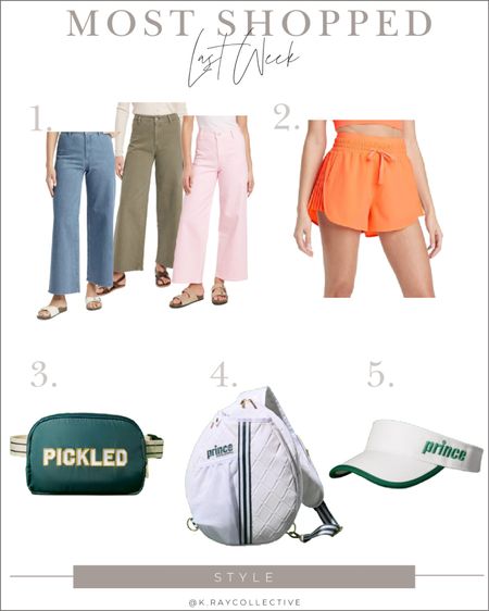 Here’s the most purchased links from last week in Mom Style.
1.  The viral $28 pant has been the most purchased item this past month.  Comes in a ton of colors fits like a glove and now in denim.
2. The side pleated short of summer only $24 and comes in every neon imaginable.  Great for the tennis court or just around town.
3. Did someone say pickle ball the perfect fanny pack for the pickleball lover.
4. Need a bag for your pickleball paddles this one is also available in navy and a great price point at $40.
5. If you want to snag at least one item from the prince for target collection, snap this retro visor.

#momoutfits #targetstyle #styleonabudget #pickleballoutfit #springoutfit #pickleballoutfit 

#LTKActive #LTKFindsUnder50 #LTKSeasonal