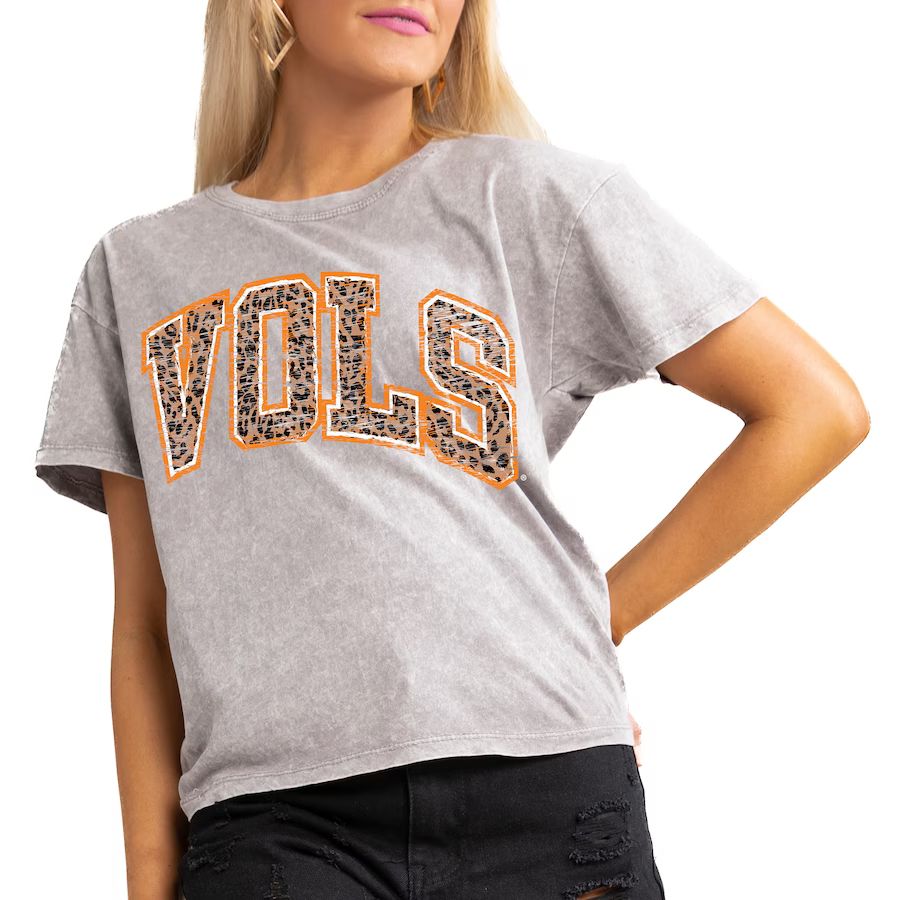 Tennessee Volunteers Gameday Couture Women's Mineral Wash Cropped T-Shirt - Gray | Fanatics