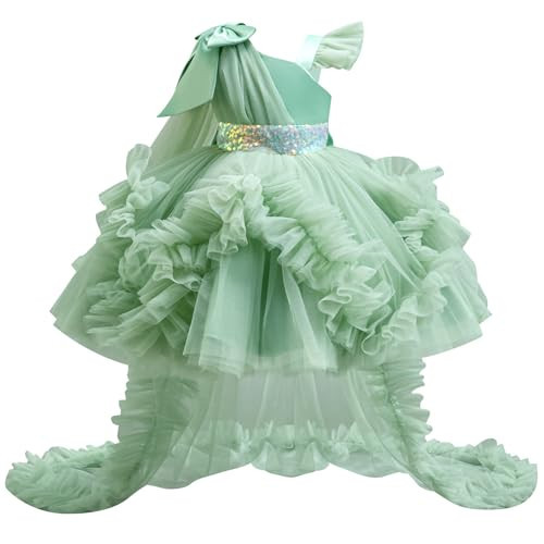 Baby Flower Girl One Shoulder High-Low Formal Wedding Dress 2nd 3rd 4t 5t 6t 7t 8t Toddler Birthday Pageant Prom Party Sneaker Ball Gown Princess First Communion Easter Dresses Sage Green 18-24 Months | Amazon (US)