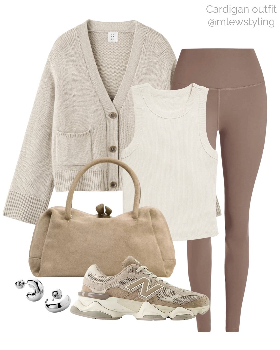 Cardigan outfit for the weekend 🤎🐻

Tags: almada label taupe cashmere sweater, Varley leggings, new-in Zara suede bowling bag, new balance 9060 sneakers, weekend outfit, casual autumn look, summer to fall transitional outfit, mom on the go, comfy travel outfit, airport look

#LTKShoeCrush #LTKTravel #LTKItBag
