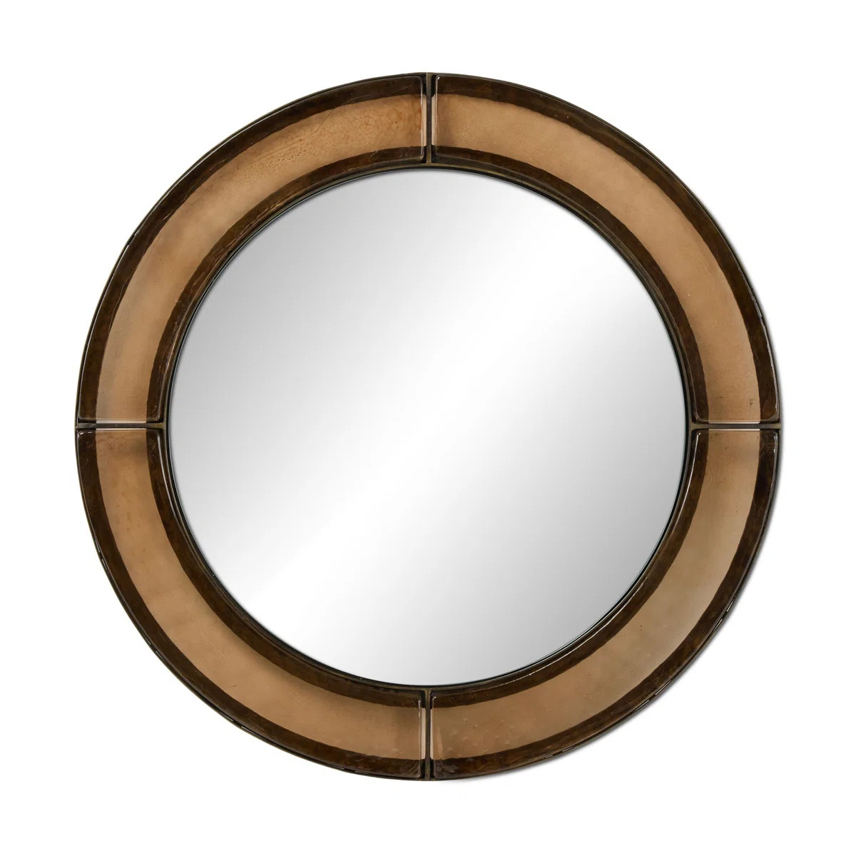 Ayano Small Round Mirror-Smoked Brown Cast Glass | Wayfair North America
