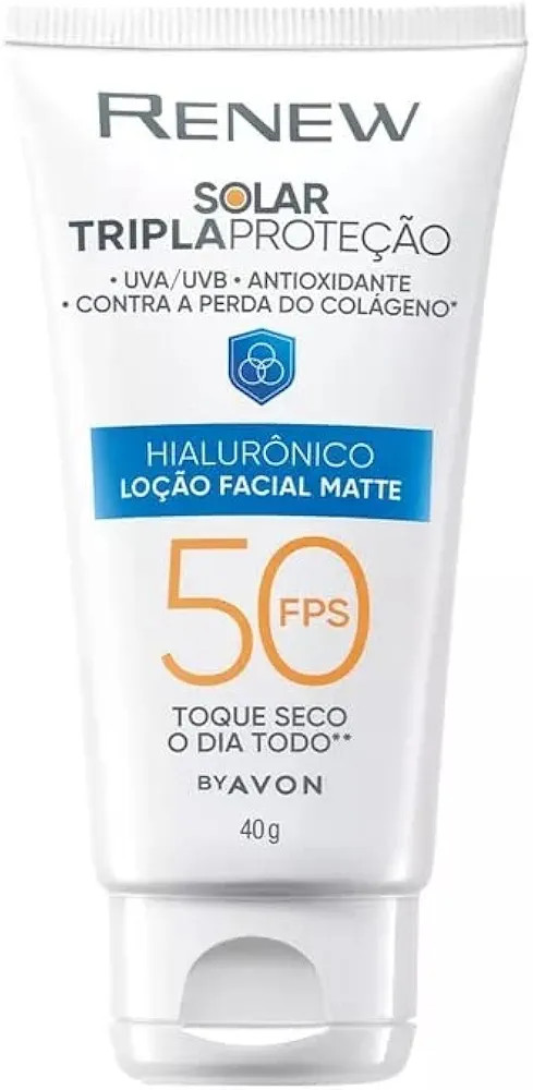 Avon Renew Protetor Solar Facial Tripla Proteção com Acido Hialurônico FPS50 40G | Amazon (BR)