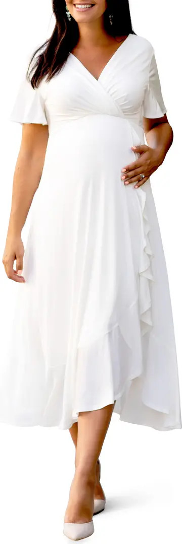 Waterfall Faux Wrap Midi Maternity Dress | Nordstrom