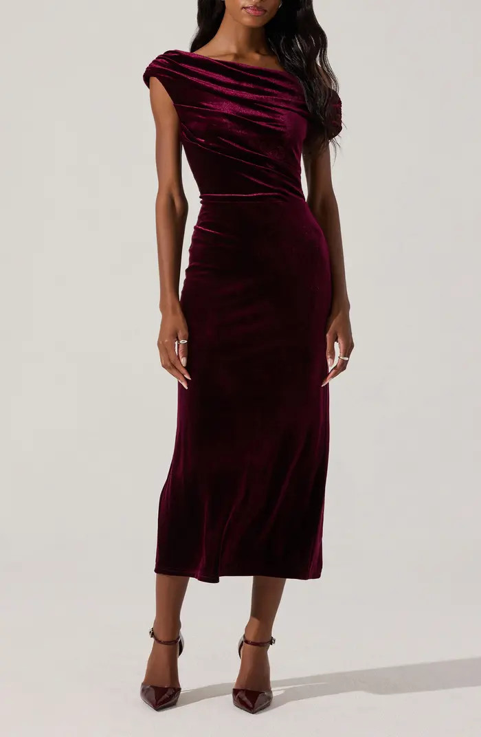 ASTR the Label One-Shoulder Velvet Midi Dress | Nordstrom | Nordstrom