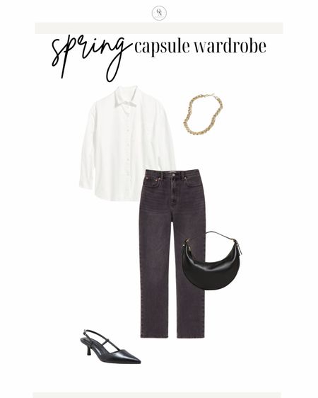 Date night outfit from the spring capsule 

The Spring Capsule Wardorbe is here! 18 pieces to make getting dressed easy, decrease decision fatigue and reduce your mental load this spring. All at a modest price point with all items including trench under $150.

1. Basic white tshirt
2. Cashmere sweater
3. Striped sweater
4. White button down
5. Black denim
6. Cream pants (not shown but linked)
7. Wide leg denim
8. Black blazer
9. Trench coat
10. Black mules
11. Cognac sandals
12. Black sling backs
13. Sneakers
14. Chain necklace
15. Black purse 
16. Black crossbody (not shown)
17. Cognac tote
18. Sunglasses

spring outfits, spring capsule, what to wear for spring, spring outfits for women, travel spring outfits, spring essentials, sprint closet essentials, spring wardrobe essentials

#LTKSeasonal #LTKSpringSale