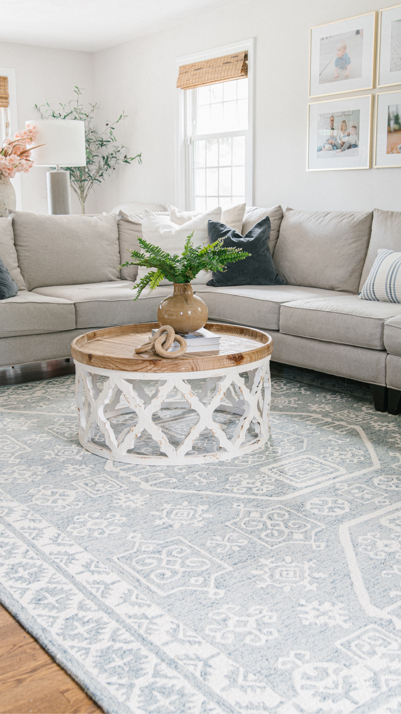 Spring living room decor. Living room rug, wool rug, blue rug, round coffee table, coastal decor, Serena & lily, frame tv. #serenaandlily #homefinds #livingroom #familyroom #coastaldecor

#LTKSeasonal #LTKhome #LTKFind