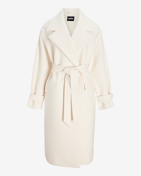 Belted Wrap Front Faux Wool Coat | Express