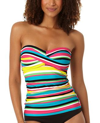 Women's Printed Twist-Front Shirred Tankini Top | Macys (US)