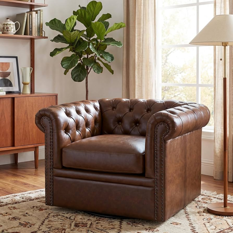 Christopher Knight Home Oakley Chesterfield Faux Leather Upholstered Club Chair, Button-Tufted 36... | Amazon (US)