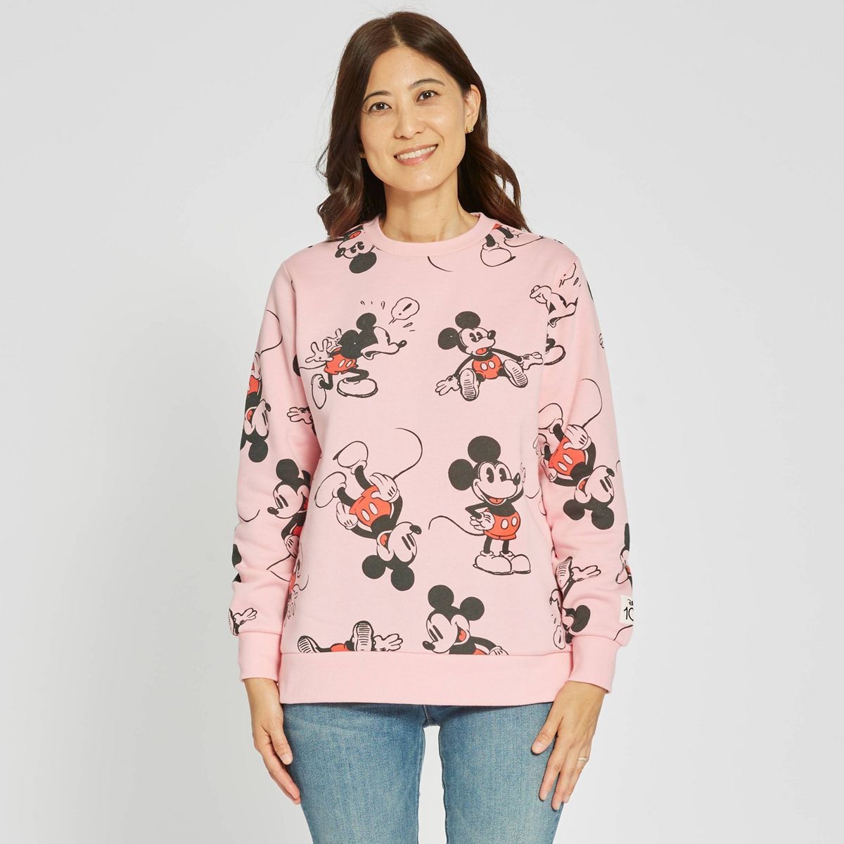Women's Disney 100 Mickey Graphic Sweatshirt - Pink | Target