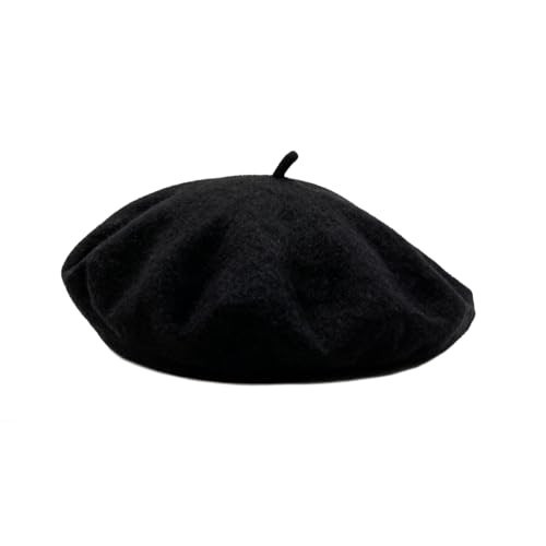Yxtwaeh Classic French Beret Hat 10.6 Inch Width Winter Wool Beret Hats for Women Fashion Dress Costume, Black | Amazon (US)
