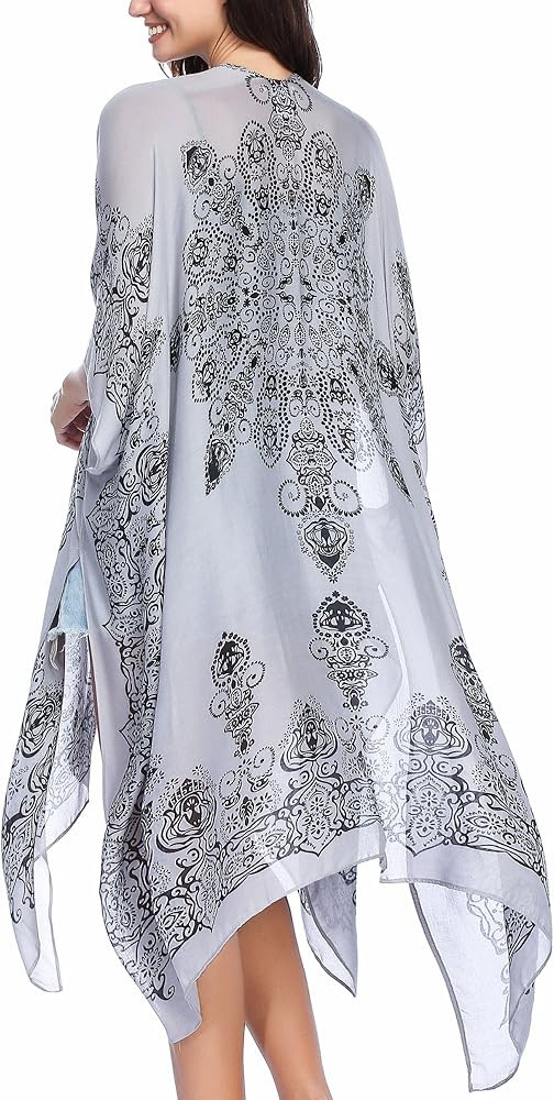 Moss Rose Women's Summer Travel Beach Cover up Swimsuit Kimono Cardigan with Bohemian Print | Amazon (US)