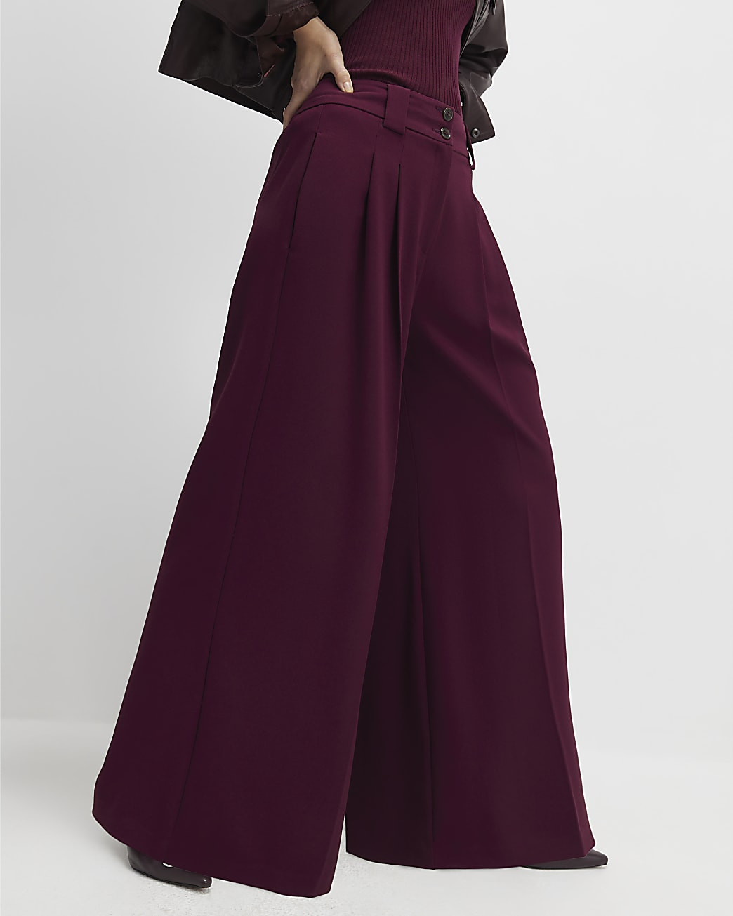 Red Pleated Wide Leg Trousers | River Island UK & IE