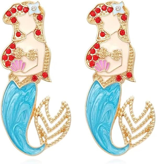 Cute Little Mermaid Silhouette Earrings for Women. Little Mermaid Accessories for Trips | Amazon (US)