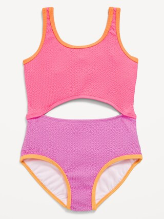 Textured Jacquard Cutout One-Piece Swimsuit for Girls | Old Navy (CA)