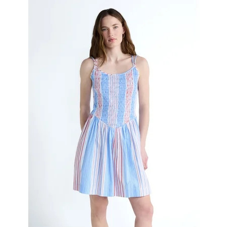Free Assembly Women s Sleeveless Smocked Cotton Mini Dress Sizes XS-XXL | Walmart (US)