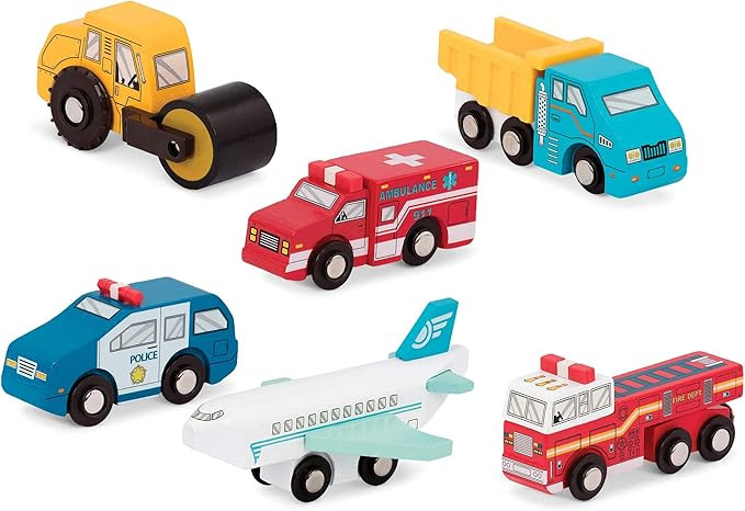 Battat – Miniature Toy Cars – 6 Wooden Vehicles – Classic Wooden Toys – Mini Fire Engine,... | Amazon (US)