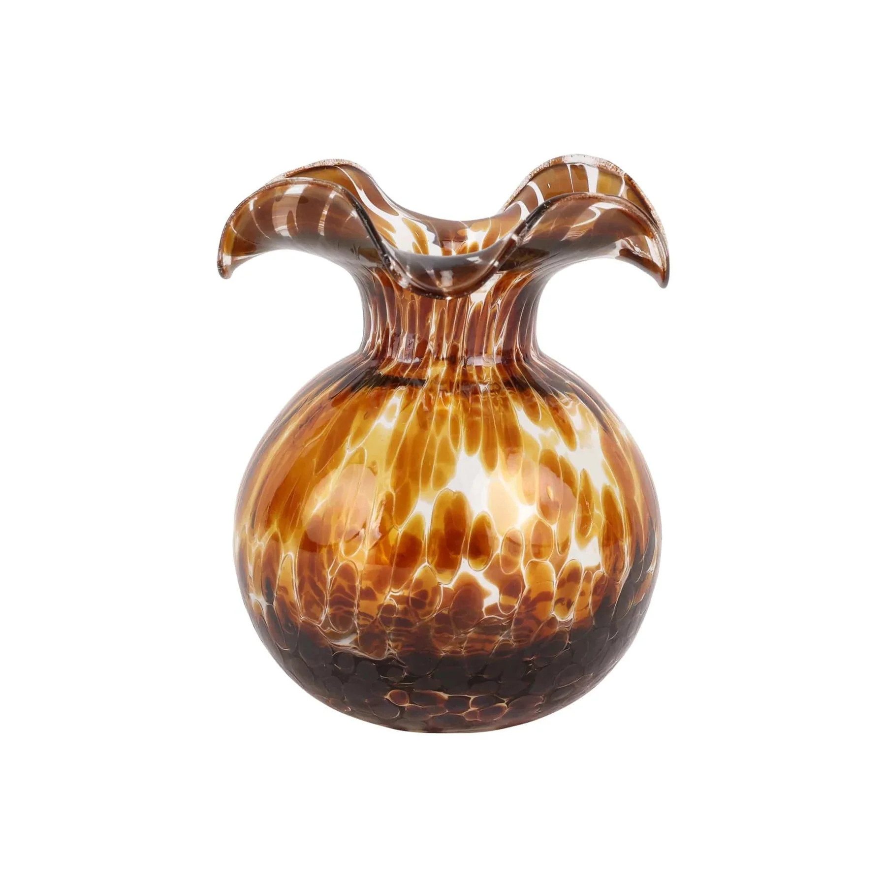 Hibiscus Glass Brown Tortoiseshell Bud Fluted Vase | Outrageous Interiors + Design