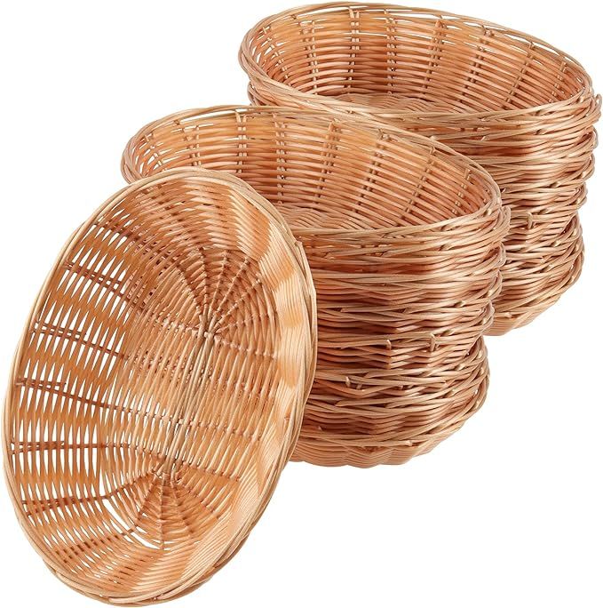 18 Pack 9 x 6 x 2.3 Inches Oval Poly Wicker Bread Baskets, Food Serving Baskets, Handmade Woven P... | Amazon (US)