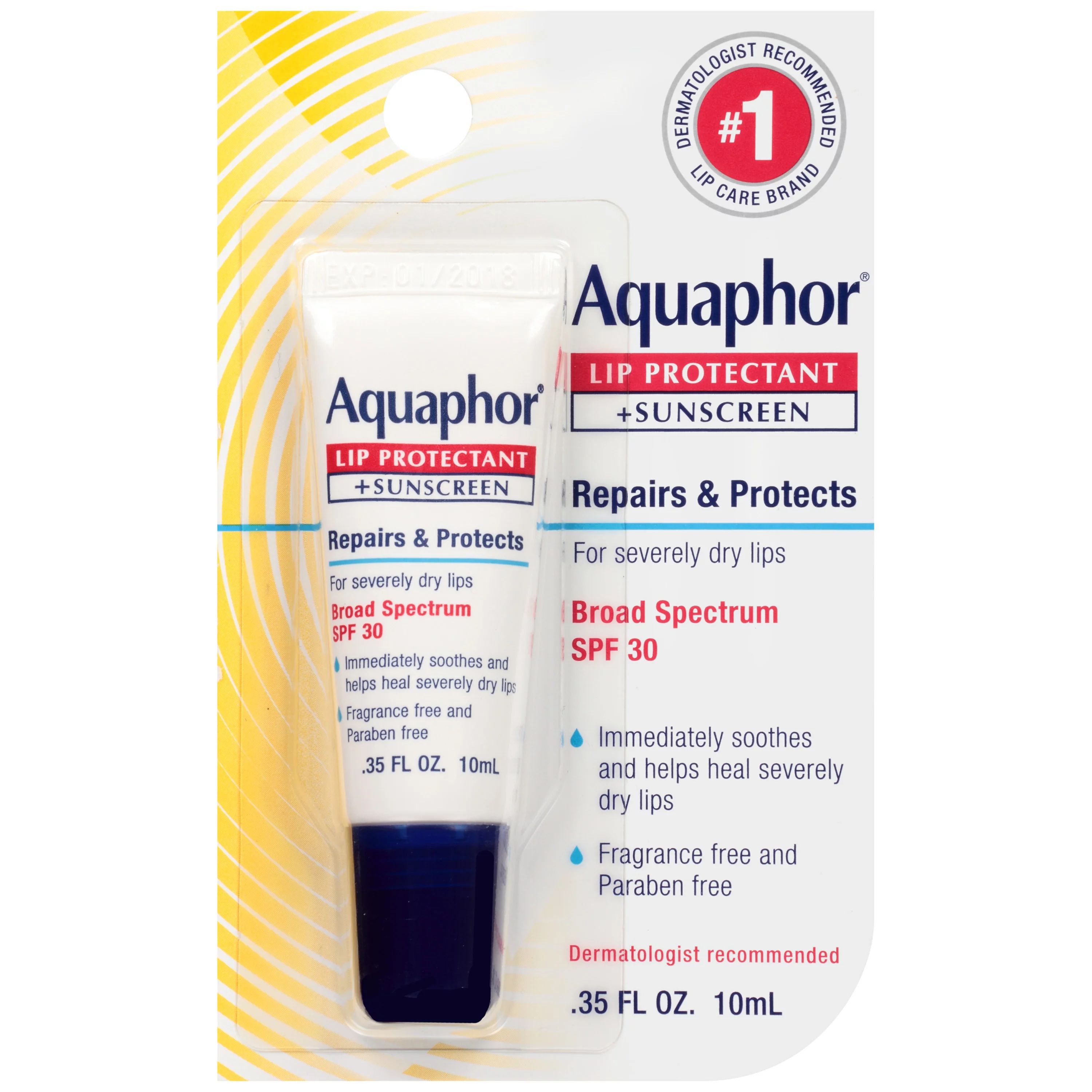 Aquaphor Lip Protectant and Sunscreen, SPF 30, Lip Balm For Chapped Lips | Walmart (US)