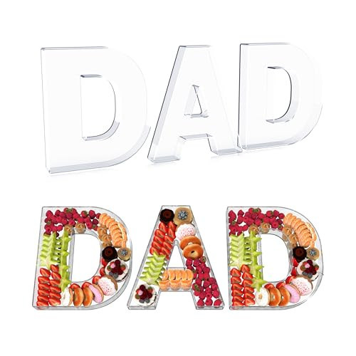 11" DAD Acrylic Letter Charcuterie Board Box, Reusable Fillable Letter Cake Candy Dish Display Serving Tray for Birthday Anniversary Party Decoration | Amazon (US)