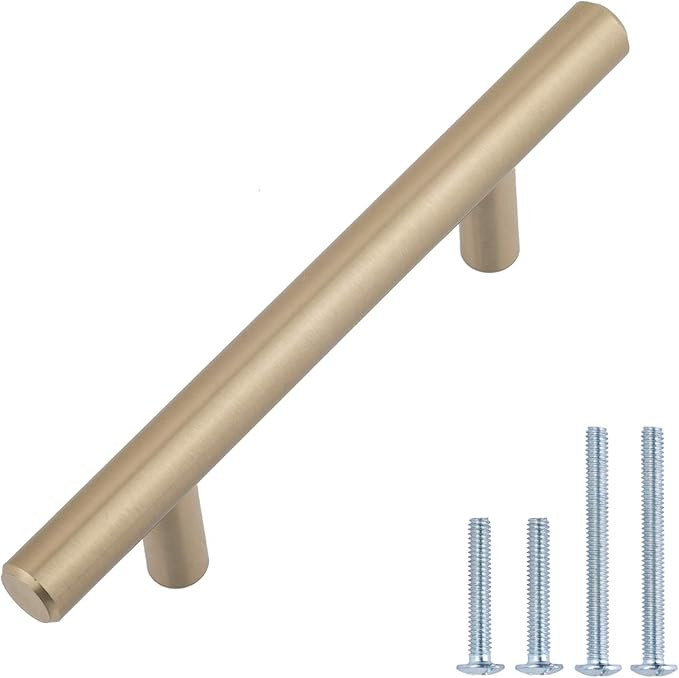 Amazon Basics Euro Bar Cabinet Handle (1/2-inch Diameter), 5.38-inch Length (3-inch Hole Center),... | Amazon (US)