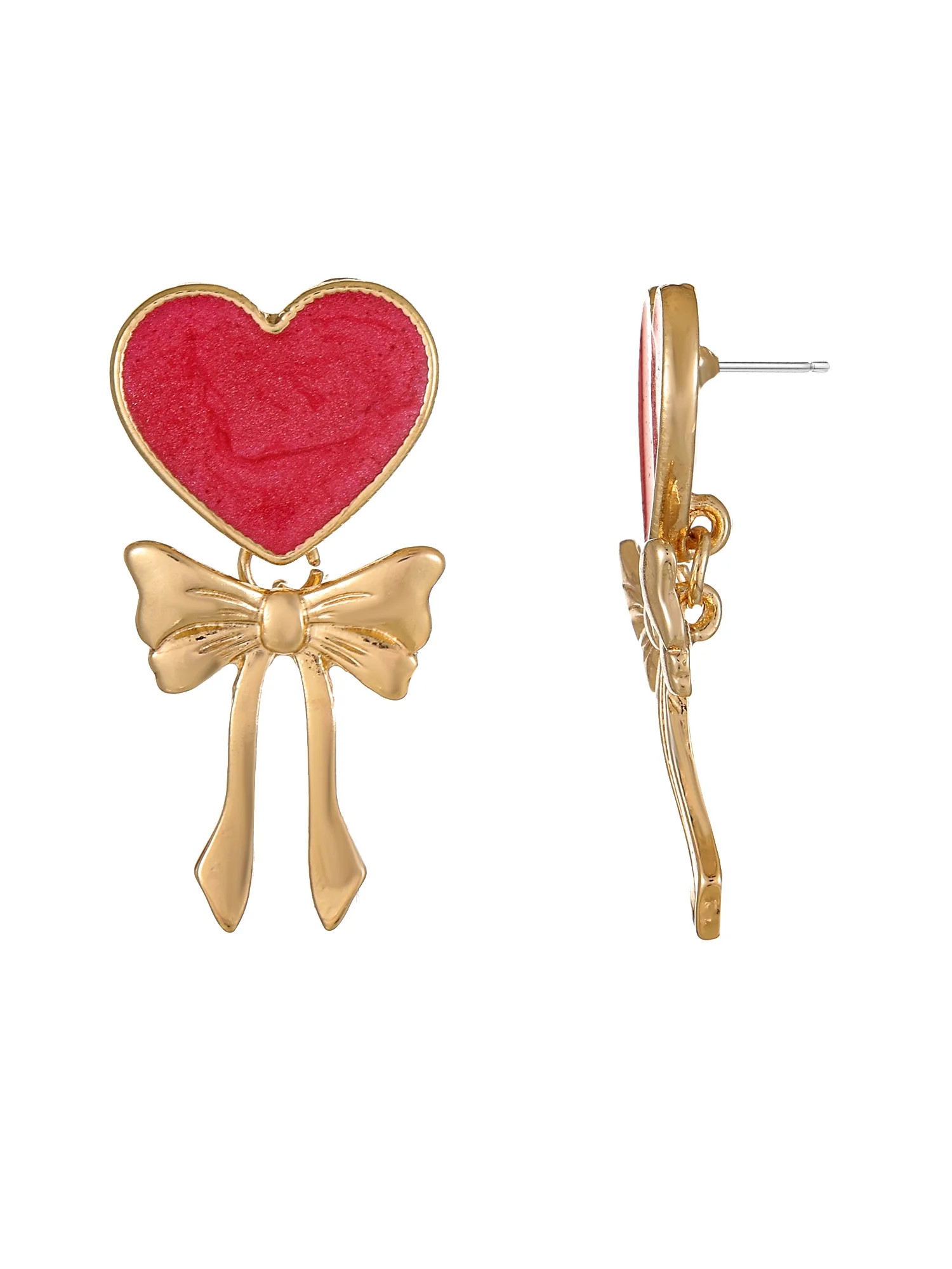 Way to Celebrate Valentine's Day Heart with Bow Earrings, 1 Pair | Walmart (US)