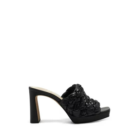 Vince Camuto Elanora Black Slip On Squared Open Toe Braided Platform Sandal (Black 7.5) | Walmart (US)