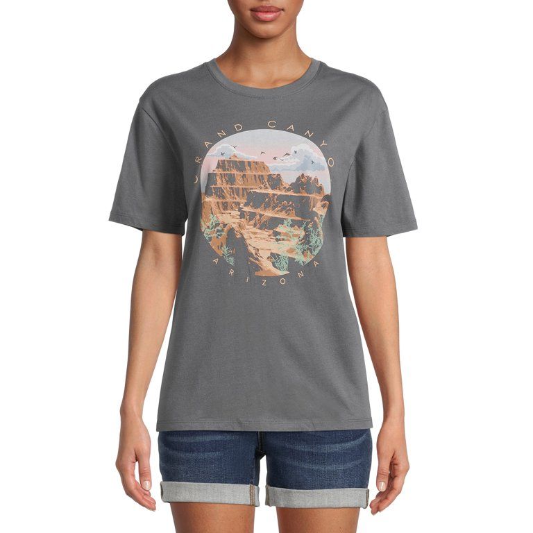 Time and Tru Women's Grand Canyon Graphic Short Sleeve Tee | Walmart (US)