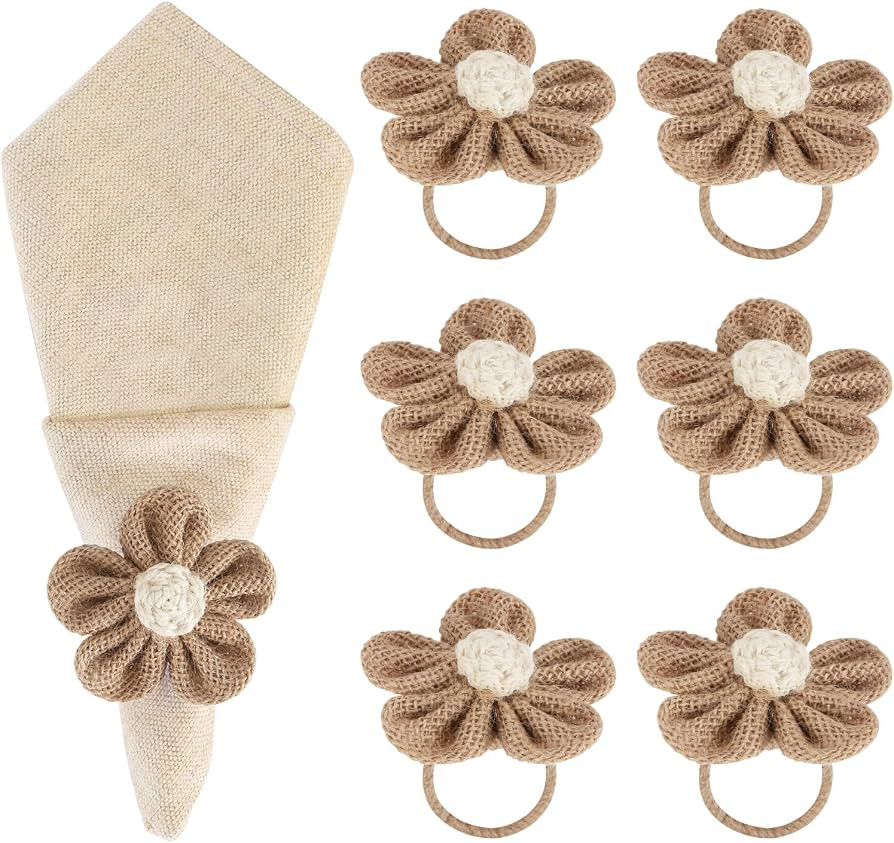 Napkin Rings Set of 6 Handmade Rustic Napkin Rings Reusable Boho Napkin Ring for Elegant Dining T... | Amazon (US)