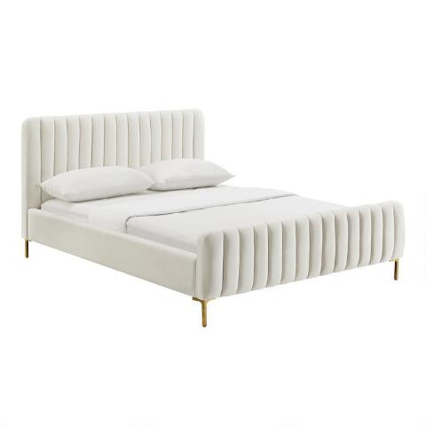 Tristin Velvet Channel Platform Bed | World Market