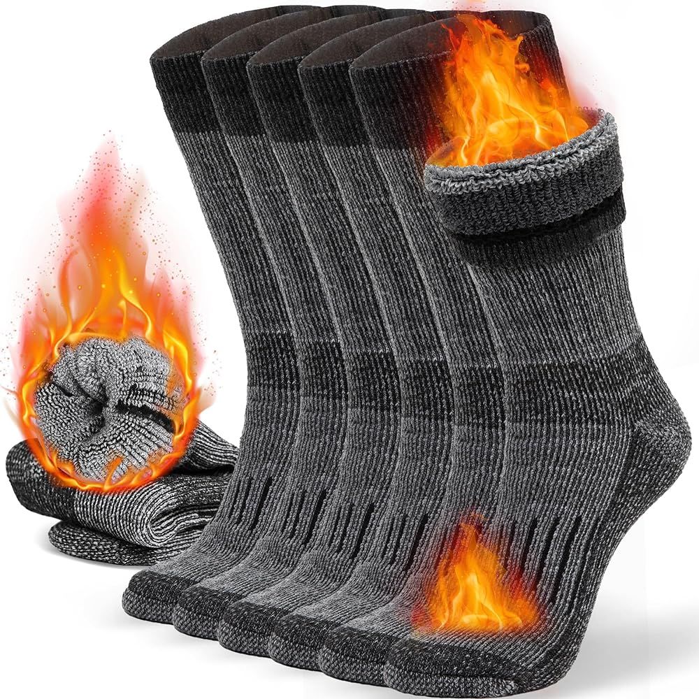 Alvada Warm Thermal Wool Socks for Winter Moisture Wicking and Breathable Cozy Boot Socks | Amazon (US)