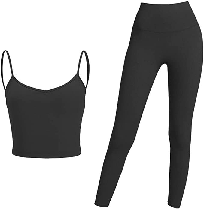 2 PCS Women Second Skin Feel Yoga Set Backless Sports Suit Padded Fitness Workout Bras NO Front S... | Amazon (US)