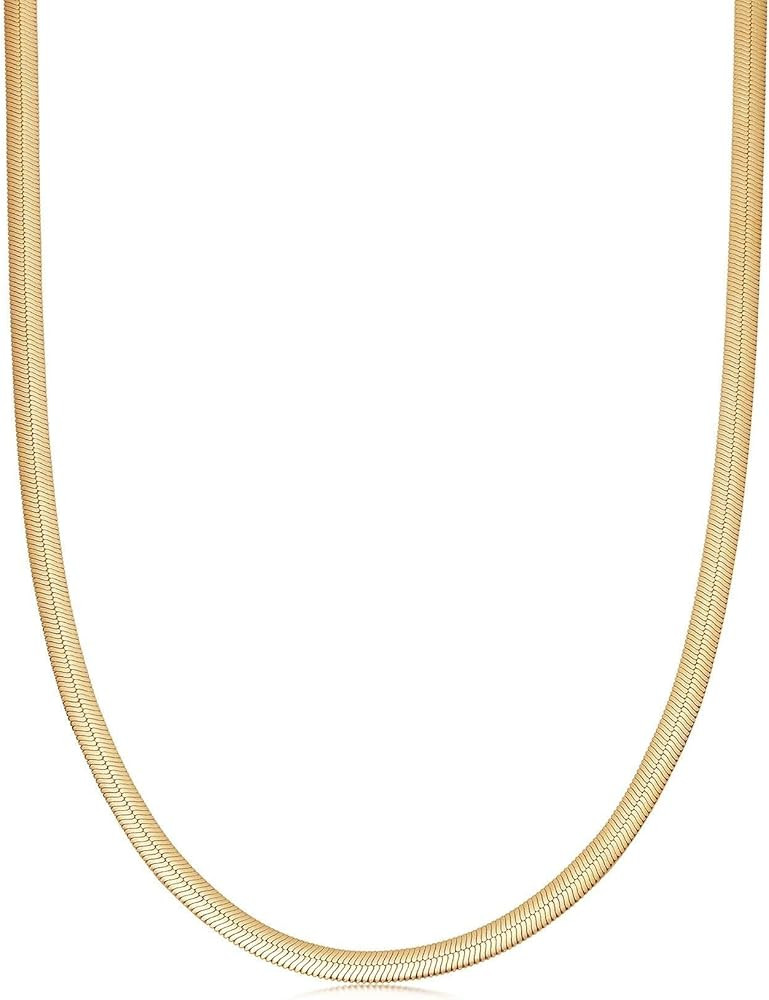 Tewiky Herringbone Necklace for Women Dainty 14k Gold Snake Chain Necklace Layered Gold Herringbo... | Amazon (US)