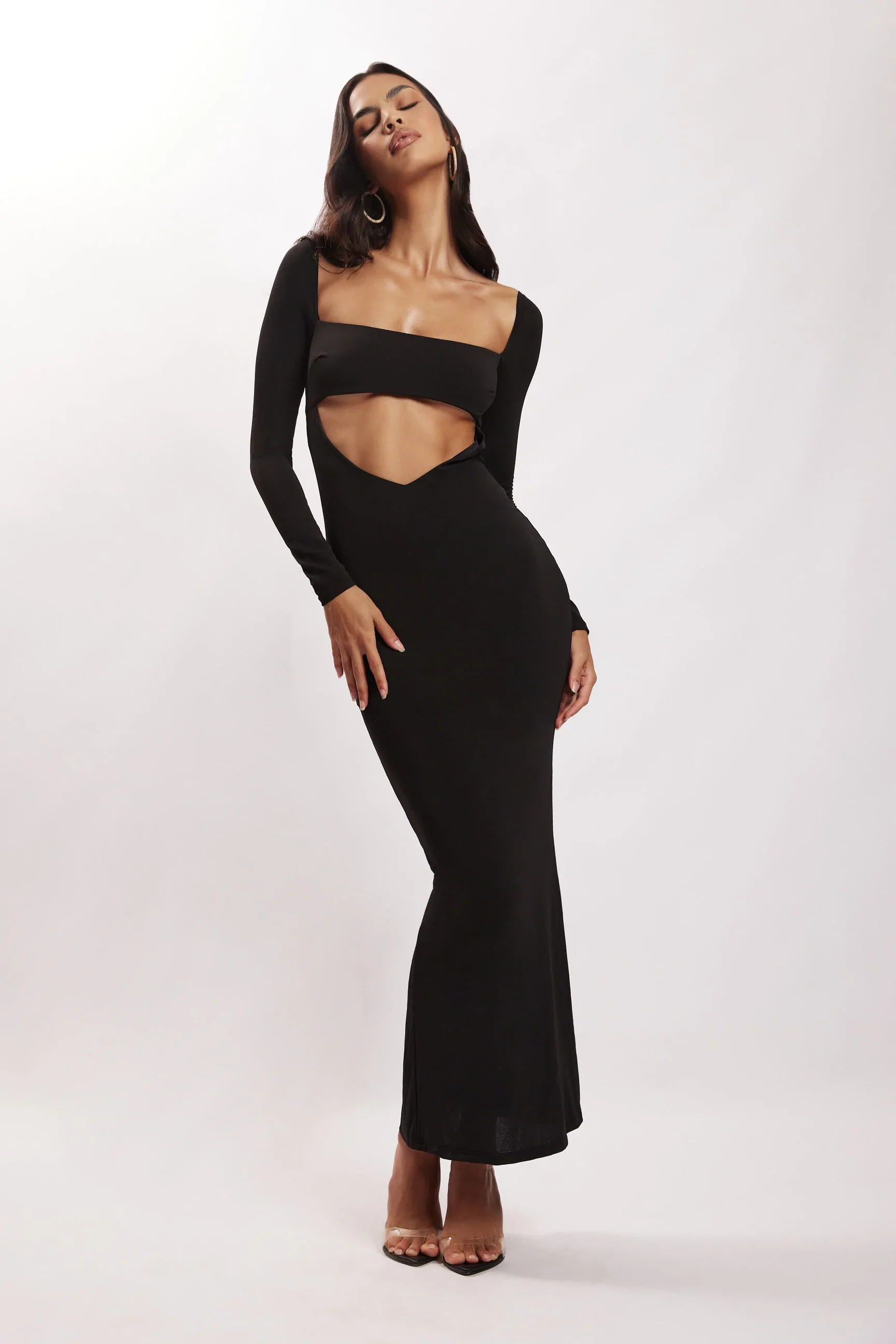 Ashleigh Cut Out Bandeau Maxi Dress - Black | MESHKI US
