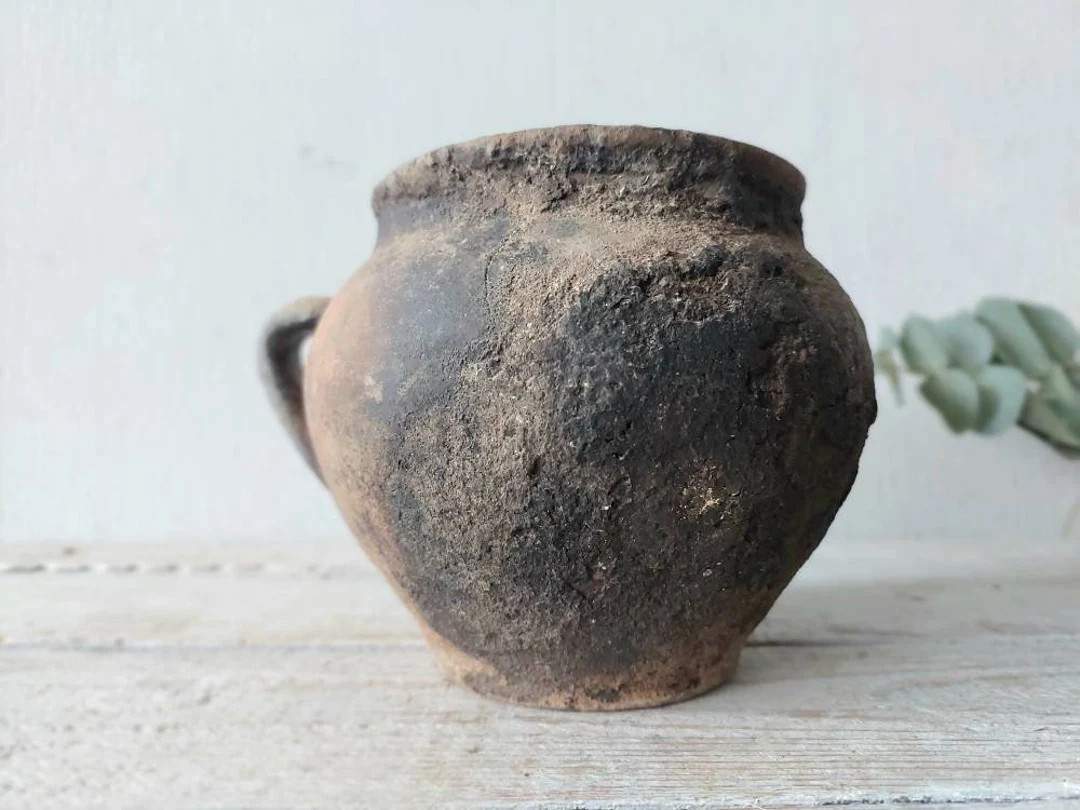 old clay pot. Wabi sabi Rare pottery.  Farm house Rustic Decor | Etsy (US)