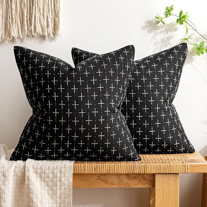 MIULEE Pack of 2 Decorative Burlap Linen Throw Pillow Covers Modern Farmhouse Vintage Pillowcase ... | Amazon (US)