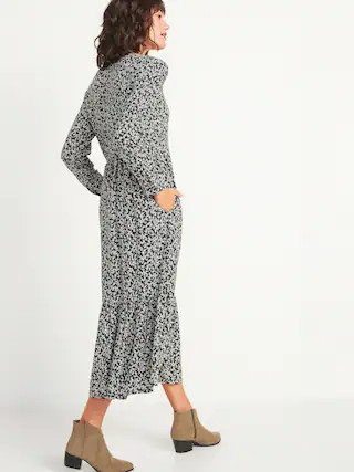 Printed Tiered-Hem Maxi Swing Dress for Women | Old Navy (US)