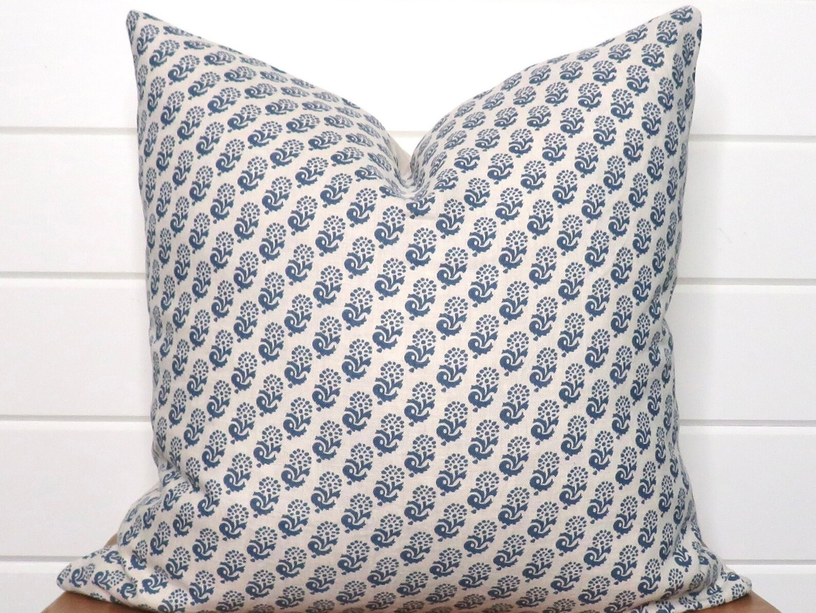 Lisa Fine Rambagh Pillow Cover  Reverse Blue on Natural  | Etsy | Etsy (US)