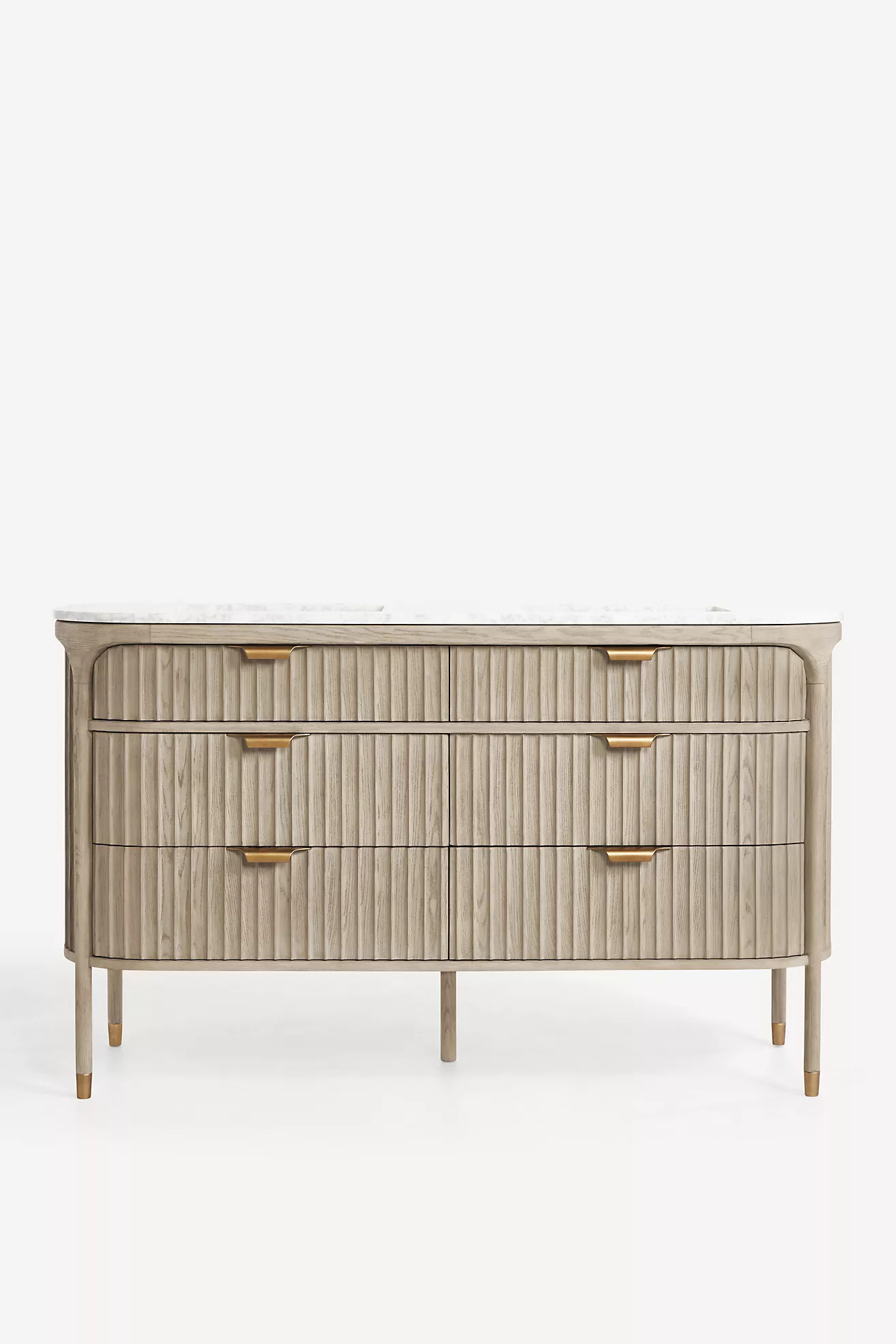 The Isla Marble-Top Fluted-Wood Double-Bathroom Vanity | Anthropologie (US)