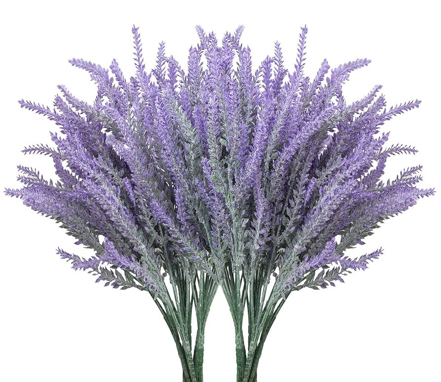 10 Bundles Fake Flowers Artificial Lavender Faux Plastic Plants for Home Decor Wedding Kitchen Ga... | Amazon (US)