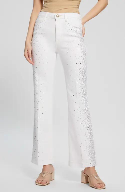 GUESS 1981 Kick Flare Rhinestone Jeans in Soda Bling at Nordstrom, Size 28 X 29 | Nordstrom