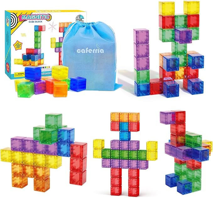 1.38 inch Magnetic Blocks Toddler Toys, 30pcs Translucent Building Blocks Building Toys for Ages ... | Amazon (US)