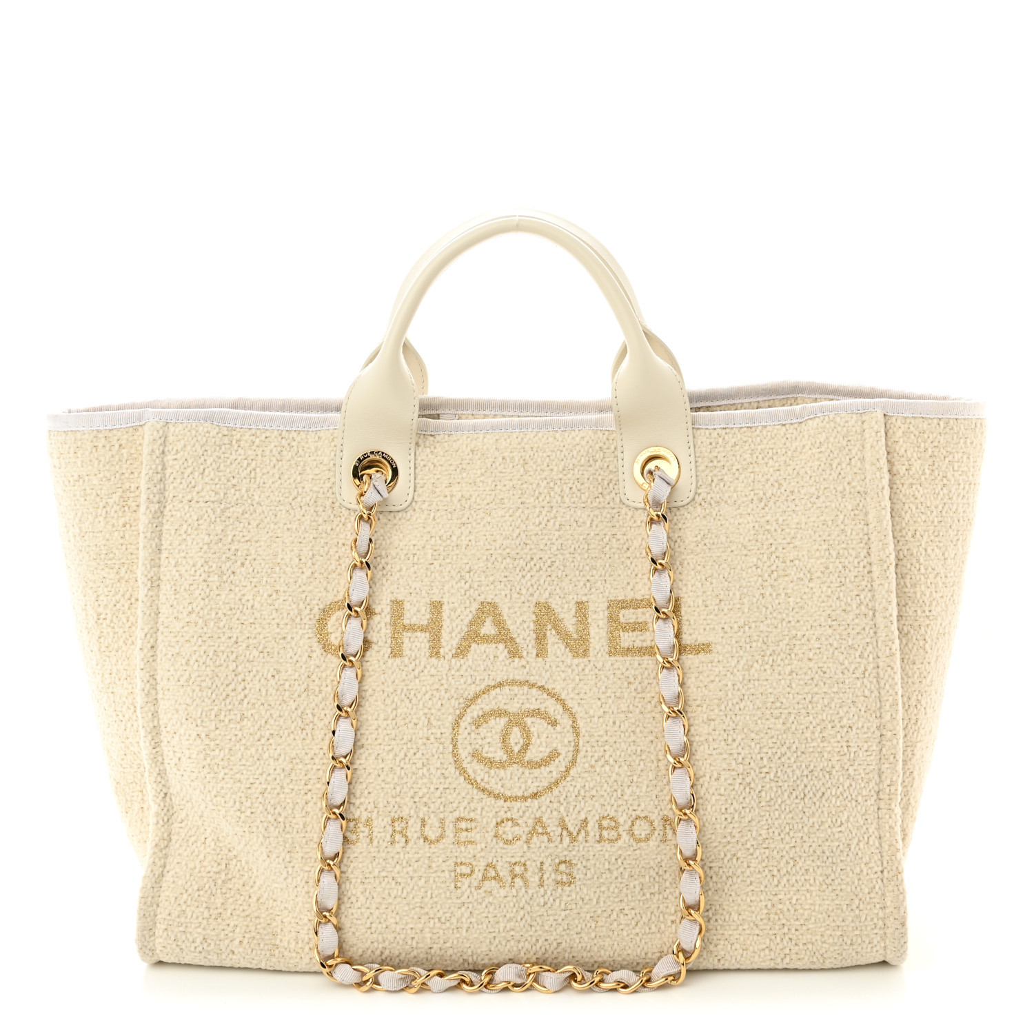 Lurex Boucle Medium Deauville Tote White | FASHIONPHILE (US)