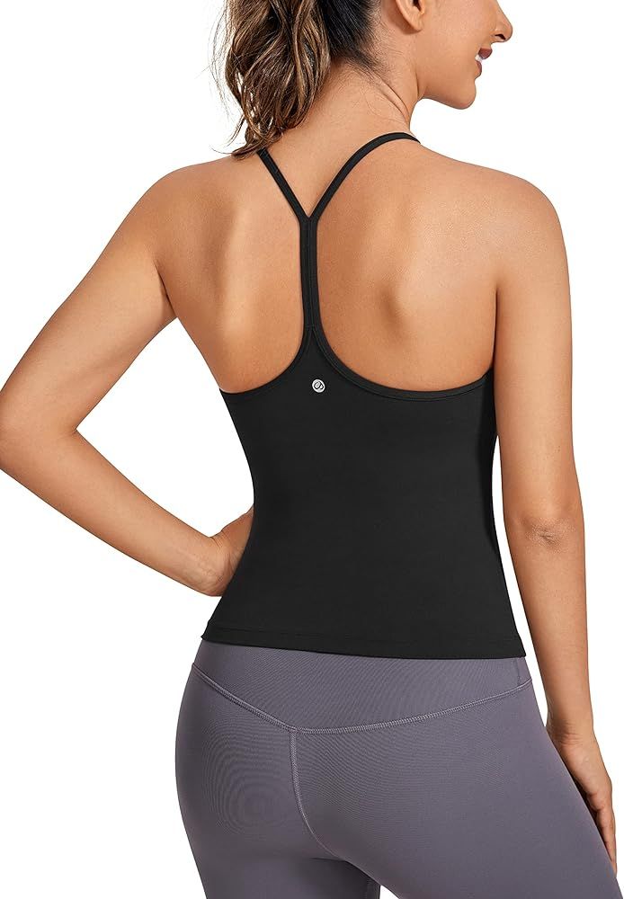 CRZ YOGA Butterluxe Womens Workout Racerback Tank Top with Built in Bra - Scoop Neck Spaghetti St... | Amazon (US)