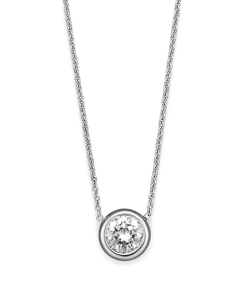Roberto Coin 18K White Gold Bezel Diamond Solitaire Pendant, 16 - 100% Exclusive | Bloomingdale's (US)